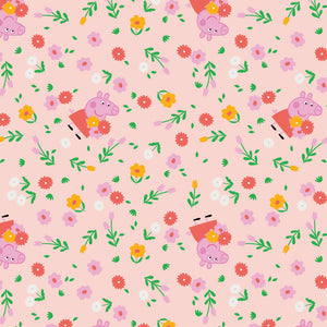 Licensed Flannel-Peppa Bunches of Flowers Flannel-Pink-100% Cotton-95220133B-03