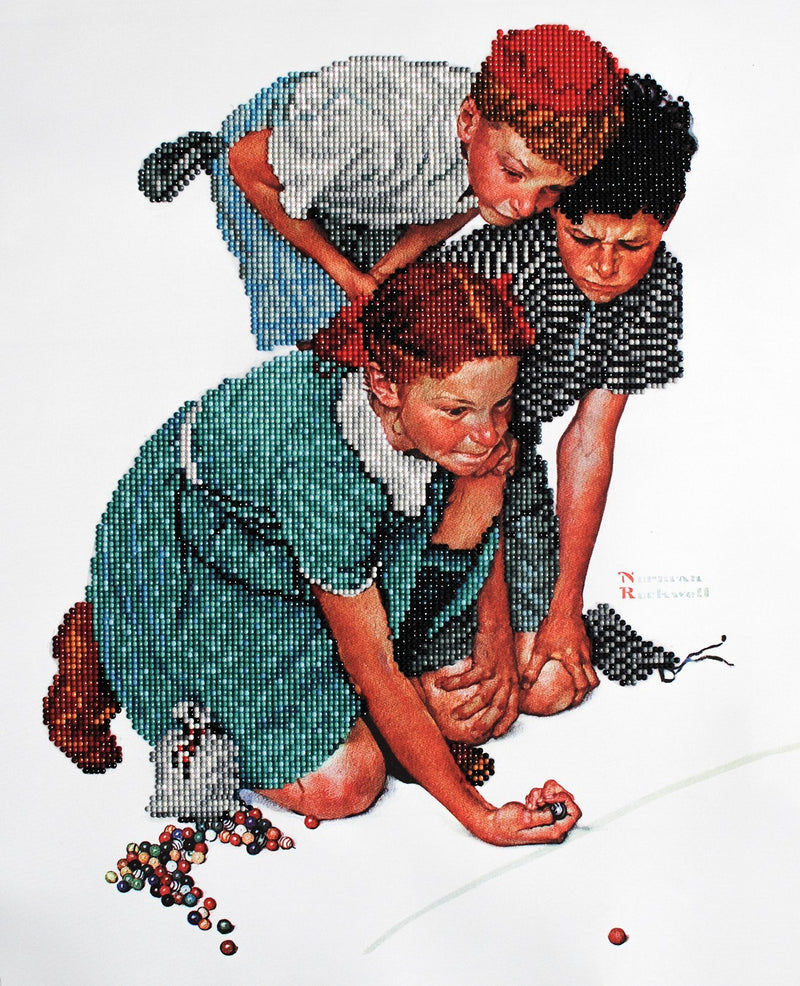Norman Rockwell Champion des billes « Marbles Champion » - Trousse d'art broderie diamant de Camelot DOTZ
