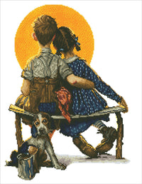 Camelot Dots Norman Rockwell Boy and Girl Gazing at the Moon Diamond Painting Kit