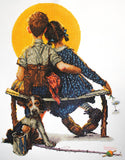 Camelot Dots Norman Rockwell Boy and Girl Gazing at the Moon Diamond Painting Kit
