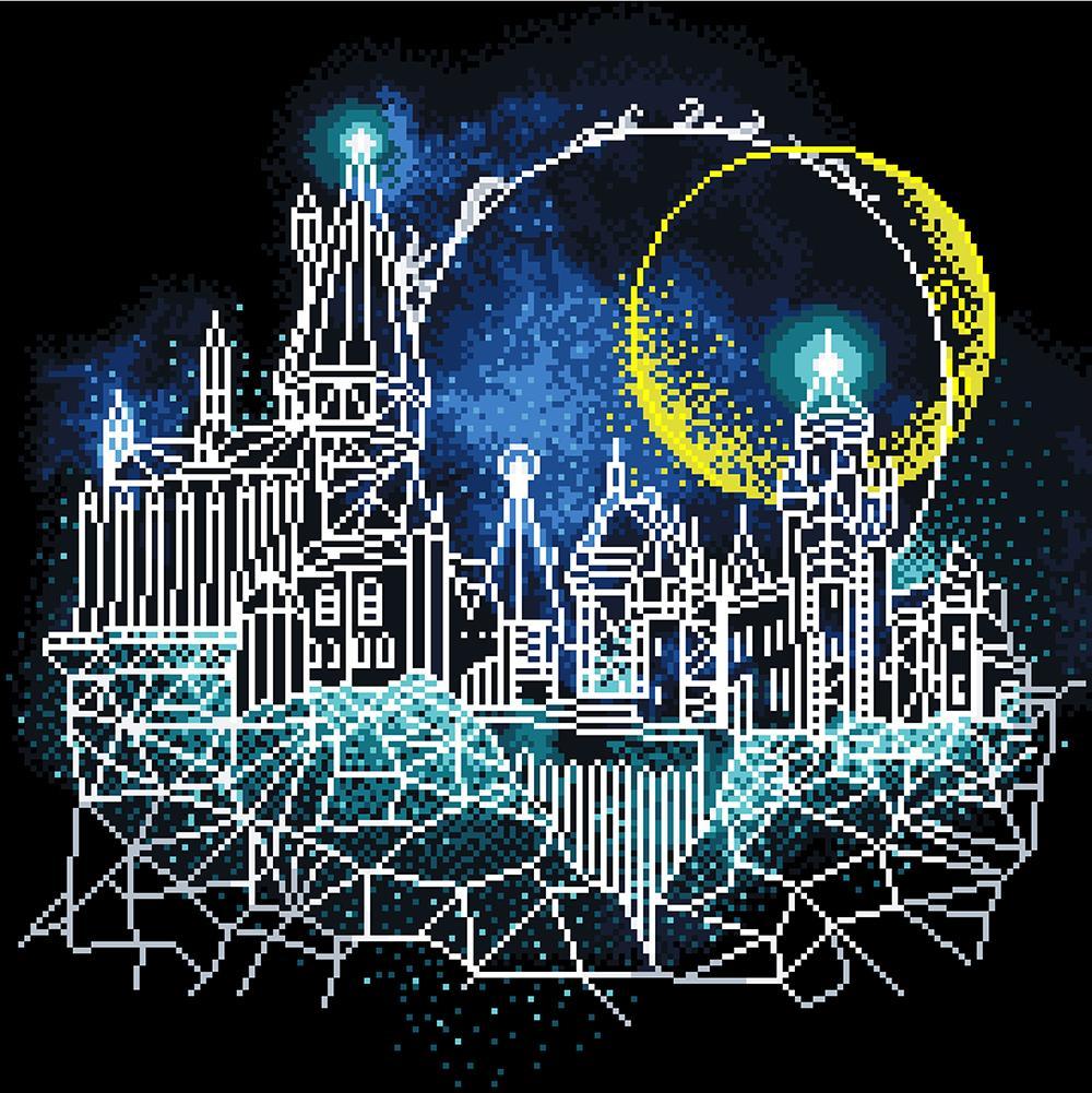 Harry Potter La lune au-dessus de Poudlard - Trousse d'art broderie diamant de Camelot Dotz