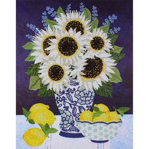 Camelot Dots -White Sunflowers Diamond Painting Kit