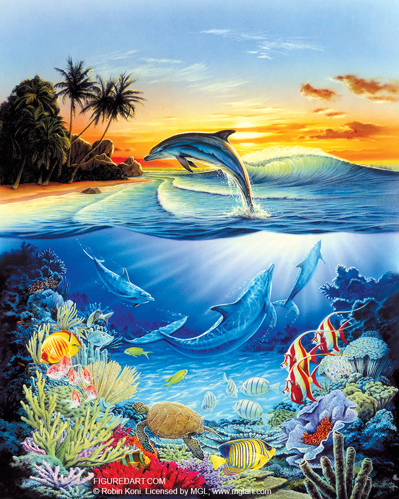 Figured'Art Painting by numbers - Dolphin lagoon Rolled Kit