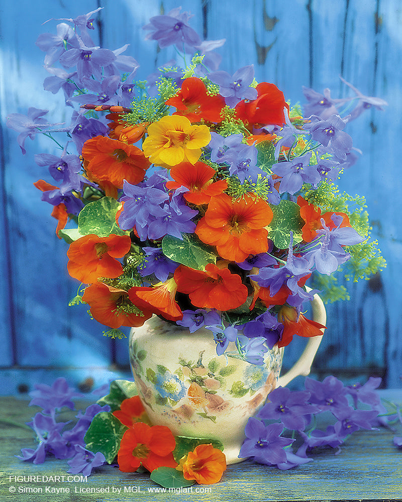 Figured'Art Peintures par numeros - Ensemble Cadre Bouquet orange et violet