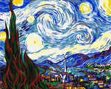 Figured'Art Peintures par numeros - Ensemble Toile enroulée Van Gogh Nuit Étoilée