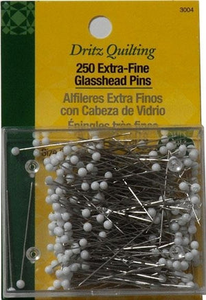 Dritz 1-3/8” Extra-Fine Glass Head Pins, 250 pc, White by Dritz